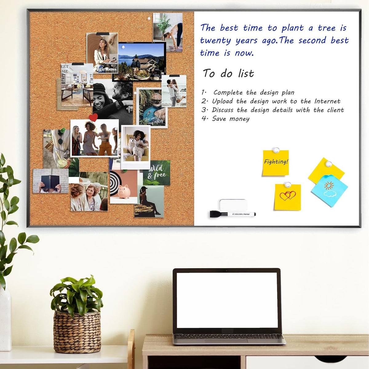 ARCOBIS Cork Board White Board Combo