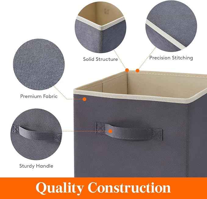 Lifewit Collapsible Fabric Storage Cubes Bins Set 11 Inch, Foldable Cubby