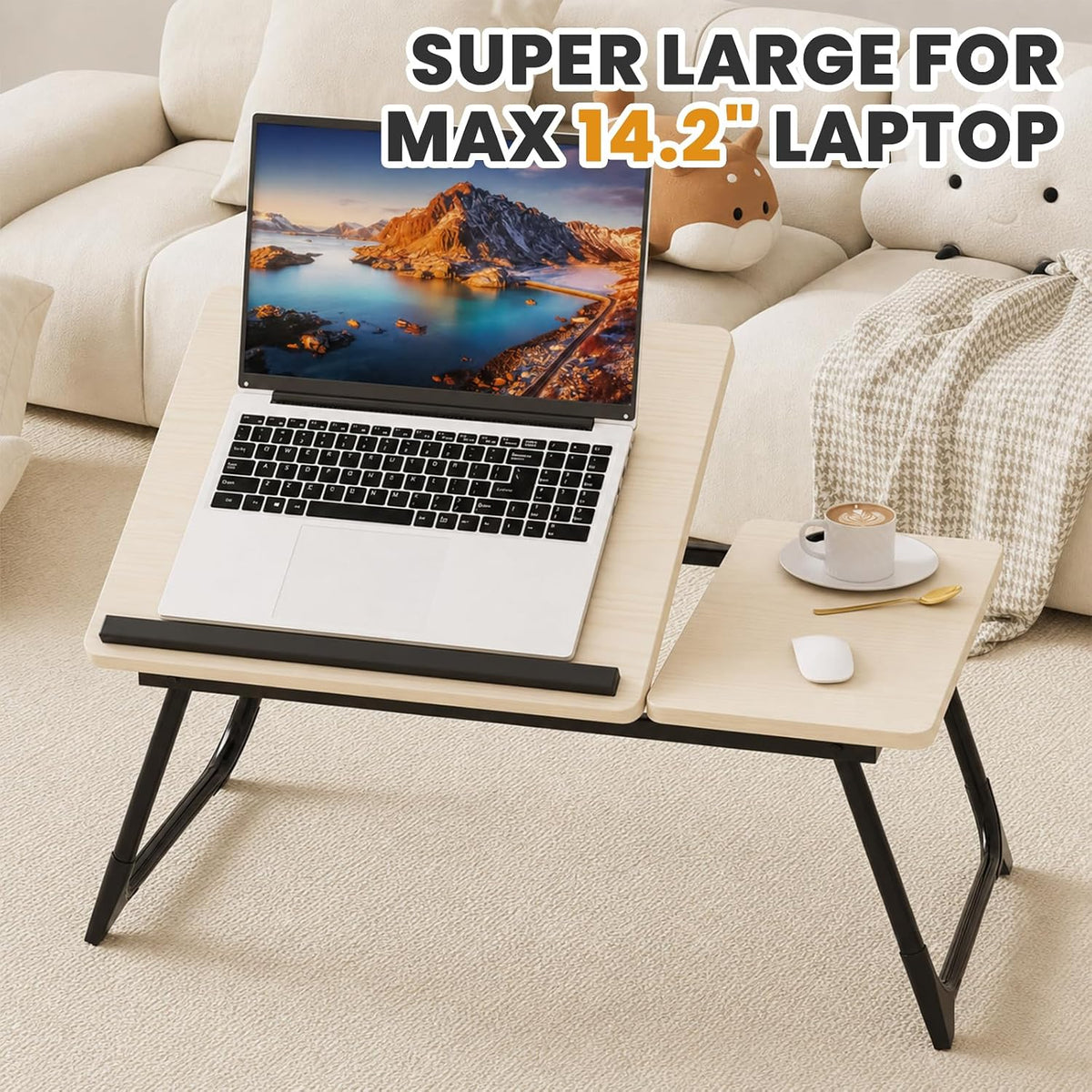 Laptop Bed Desk, 5-Angle Adjustable Bed Laptop Table with Cup Holder