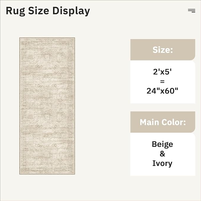 Soalmost Runner Rug 2x5 Washable Non-Slip Kitchen Runner Rugs