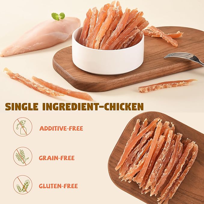 Chicken Jerky Strips Dog Treats, Chicken Breast Only Training Treats for Dogs,High Protein Low in Fat,Gluten-Free & Rawhide-Free,Healthy Skin & Shiny Coat,for All Life Stage Dogs,10.58 oz