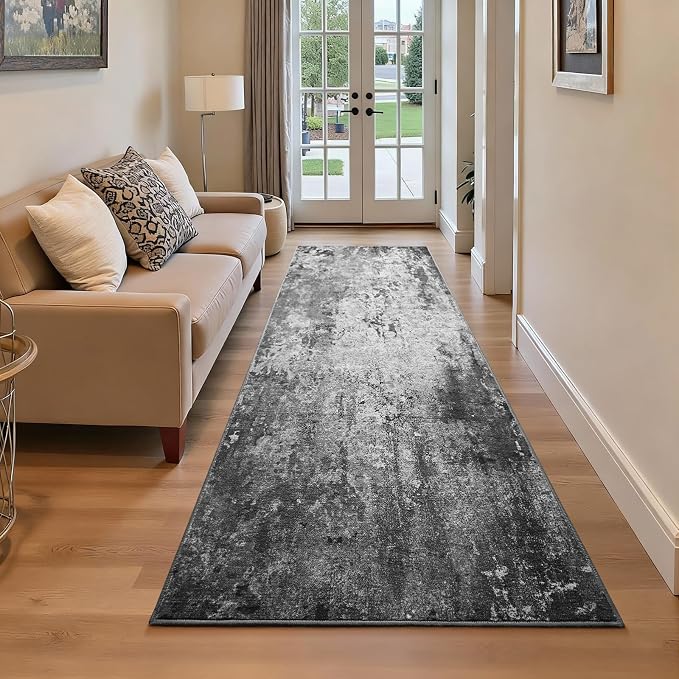 2x6 Black Rug Runners for Hallways Kitchen Runner Rug Non Slip Washable Black