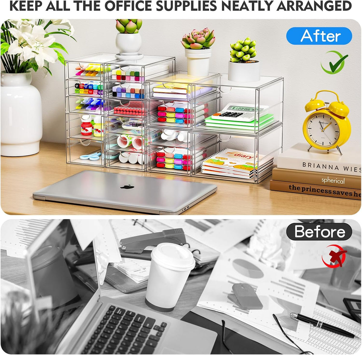 ARSTPEOE 17-Drawer Acrylic Storage & Makeup Organizer for Desk, Bath