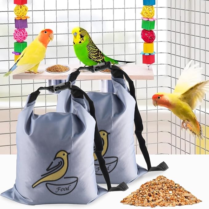 2 Pack Bird Seed Storage Container with Zipper Design,10 lb Travel Bird Food Storage Bag,Outdoor Portable Wild Bird Seed Container,Outdoor Feeding for Pet Birds Parakeets Finches Food Meal Storage