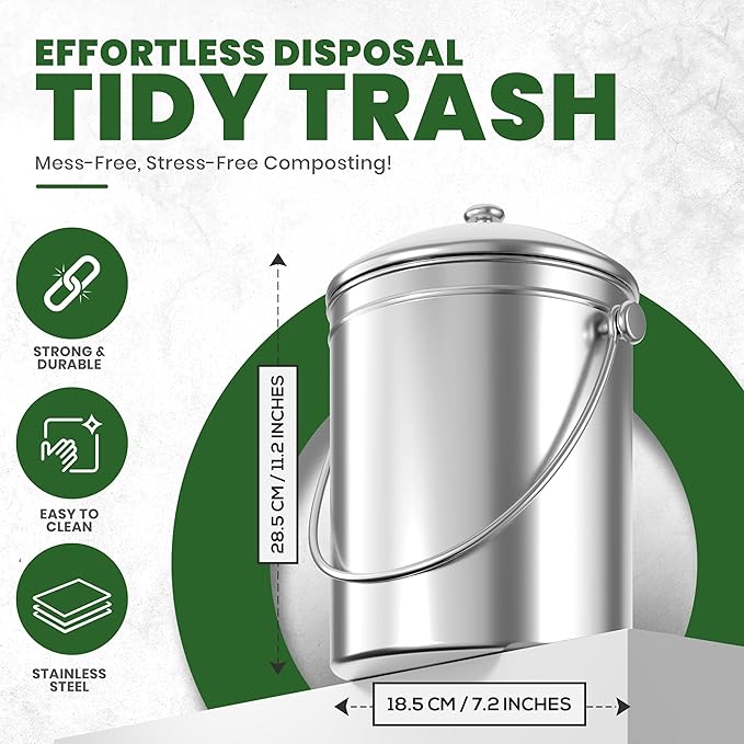 Utopia Kitchen Indoor Compost Bin Kitchen, Odorless Composting