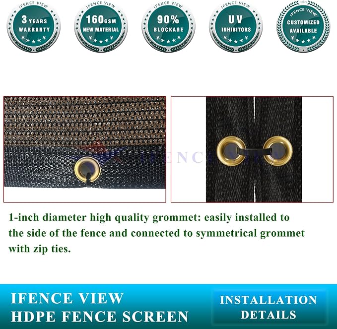 Ifenceview 6'x3' to 6'x50' Brown Shade Cloth/Fence Privacy Screen Fabric Mesh