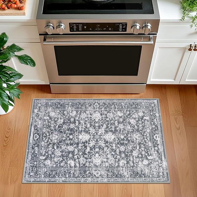 KILOCOCO Small Area Rug 2x3 Entryway Rugs Printed Vintage Floral Washable Rug