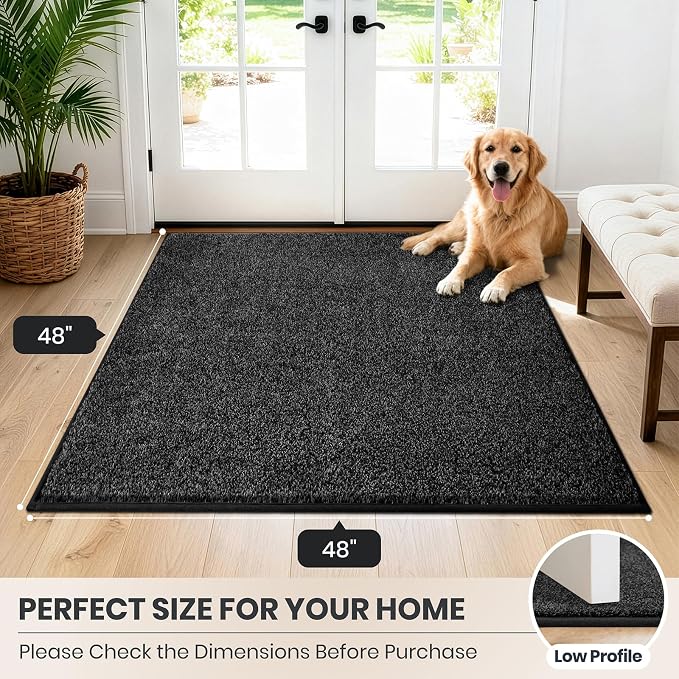 PURRUGS Dirt Trapping Door Mat 48" x 48", Non-Slip Machine Washable Entryway Rug