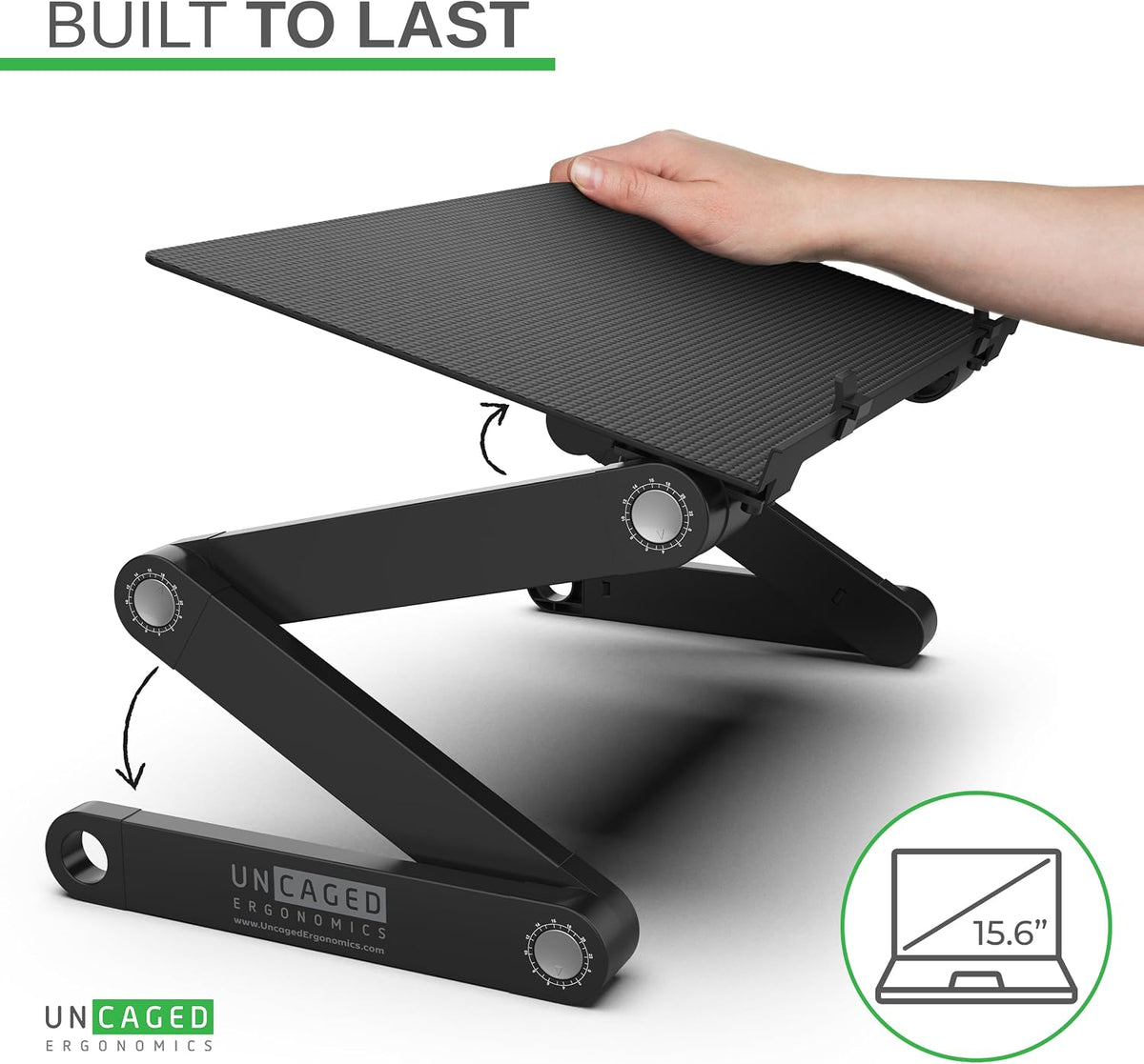 Uncaged Ergonomics WorkEZ Adjustable Laptop Stand for Desk and Bed, Black