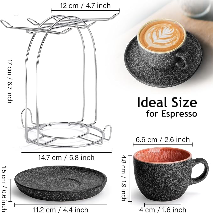 MIAMIO – 2.7 Oz Ceramic Stackable Espresso Cups