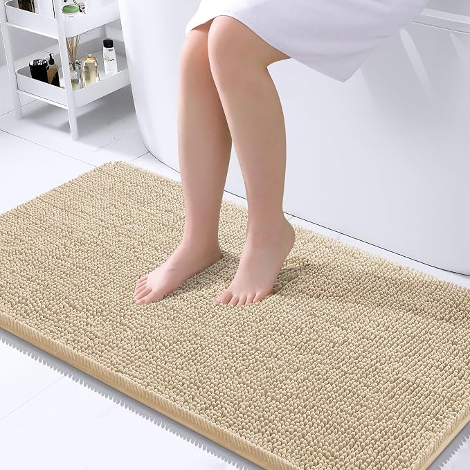 OLANLY Large Bathroom Rugs 45x27, Extra Soft Absorbent Chenille Bath Rugs