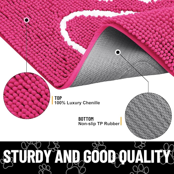 Smiry Dog Door Mat for Muddy Paws, Absorbent Dirt Trapper Non Slip Quick Dry