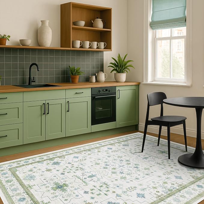 Hazo Haus Cream Oushak 7x9 Bedroom Rug
