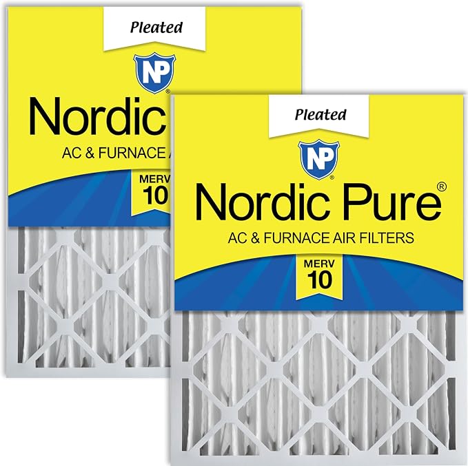 Nordic Pure 20x20x4 Pleated MERV 10 Air Filters 2 Pack