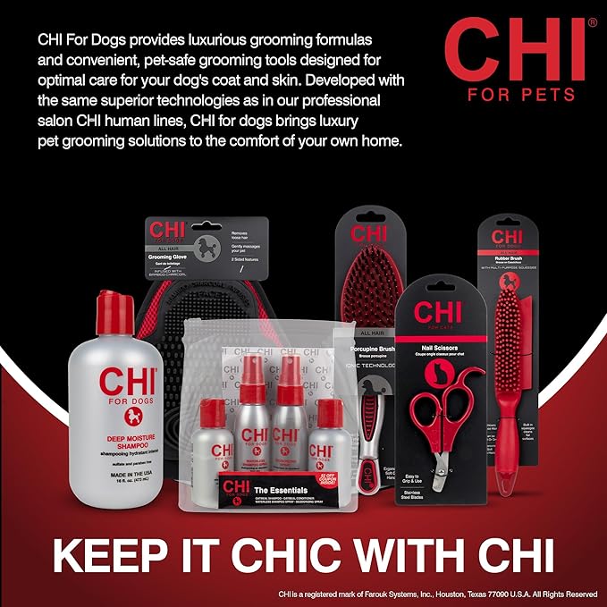 CHI Double Sided Grooming Brush for Dogs & Puppies | 2-in-1 Pin and Bristle Brush for All Coats