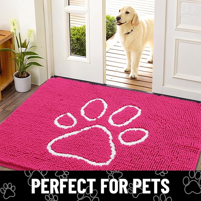 Smiry Dog Door Mat for Muddy Paws, Absorbent Dirt Trapper Non Slip Quick Dry