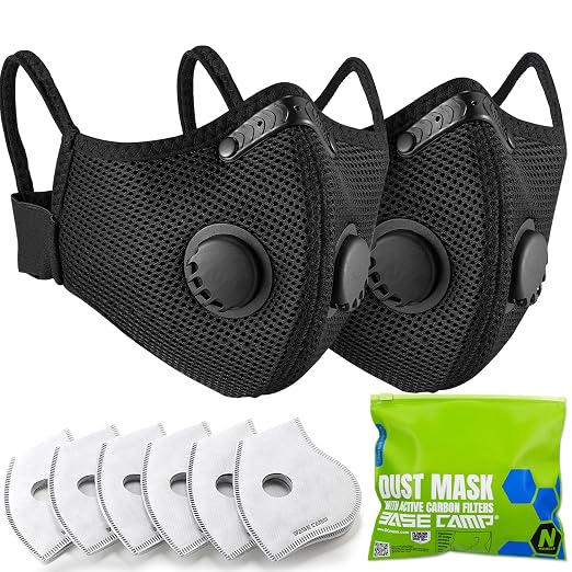 BASE CAMP Upgrade M Plus Dust Mask 2 Pack, Breathable Reusable Dust Face Mask