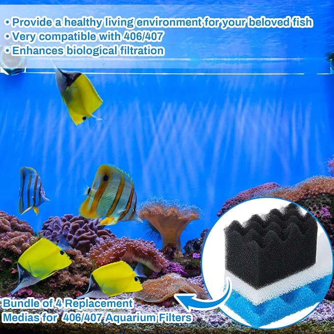 6 Pcs Aquarium Filters Bio Sponge Sets Compatible