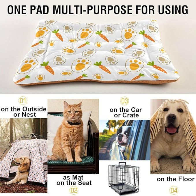 Rabbit Paw Carrot Pet Bed Cute Dog Bed Mat Absorbing Non Slip Pad Pet Sleeping Mat for Small, Medium, and Large Dogs Puppy Cat 24 in x 18 in