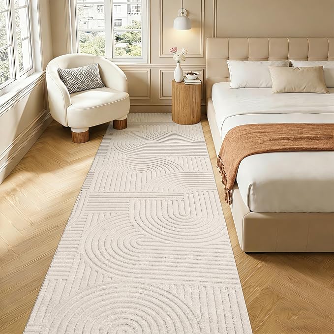 Pauwer 3x12 Washable Area Rugs for Living Room Modern Beige Solid Color Soft