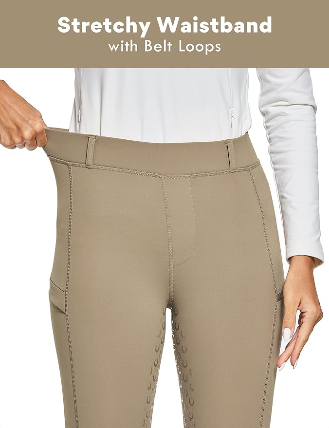 FitsT4 Sports Women's Winter Horse Riding Pants with Zipper Pockets Full Seat Riding Tights Fleece Lined Equestrian Breeches