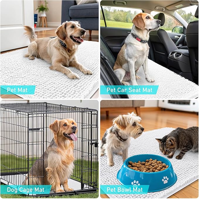 OLANLY Dog Door Mat for Muddy Paws 47x32, Absorbs Moisture and Dirt, Absorbent