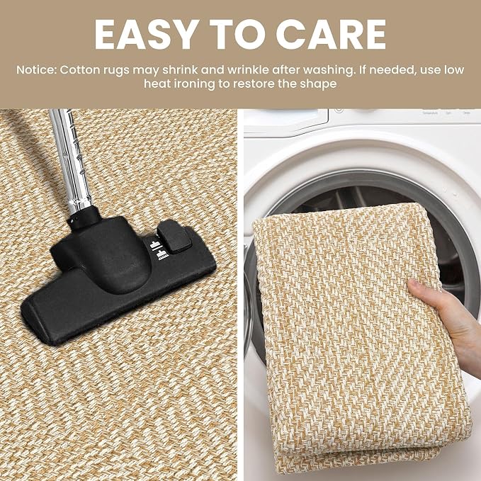 IOHOUZE Washable Area Rug 3x5 Non Slip Rubber Backed Woven Rugs