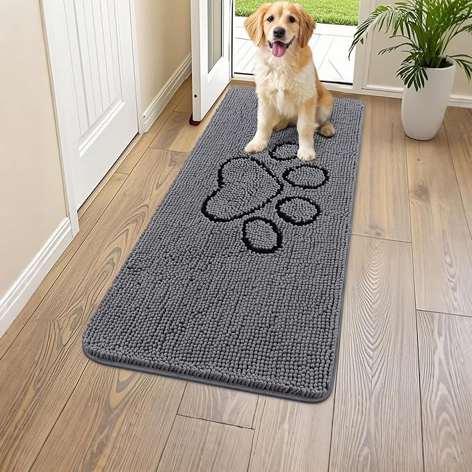Smiry Dog Door Mat for Muddy Paws, Absorbent Dirt Trapper Non Slip Quick Dry