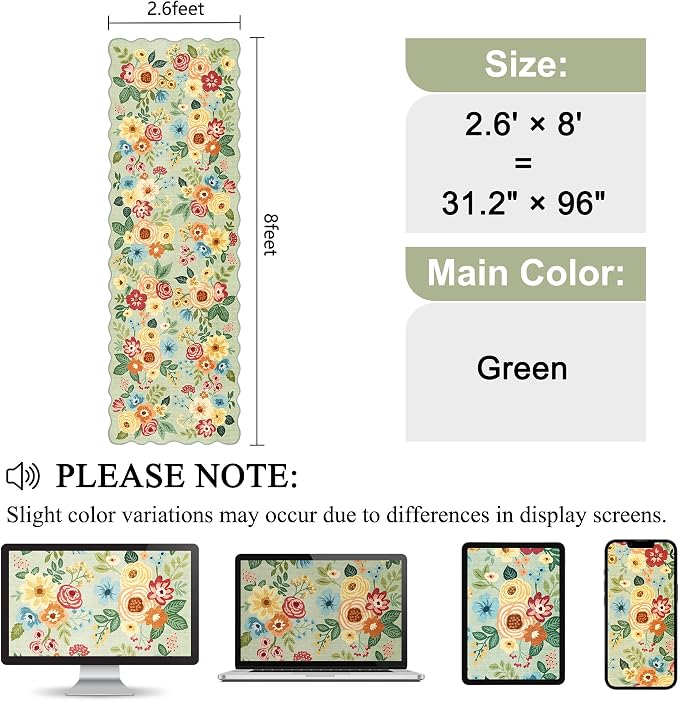 DUKINO 2.6x8 Runner Rug for Hallway, Washable Kitchen Rug
