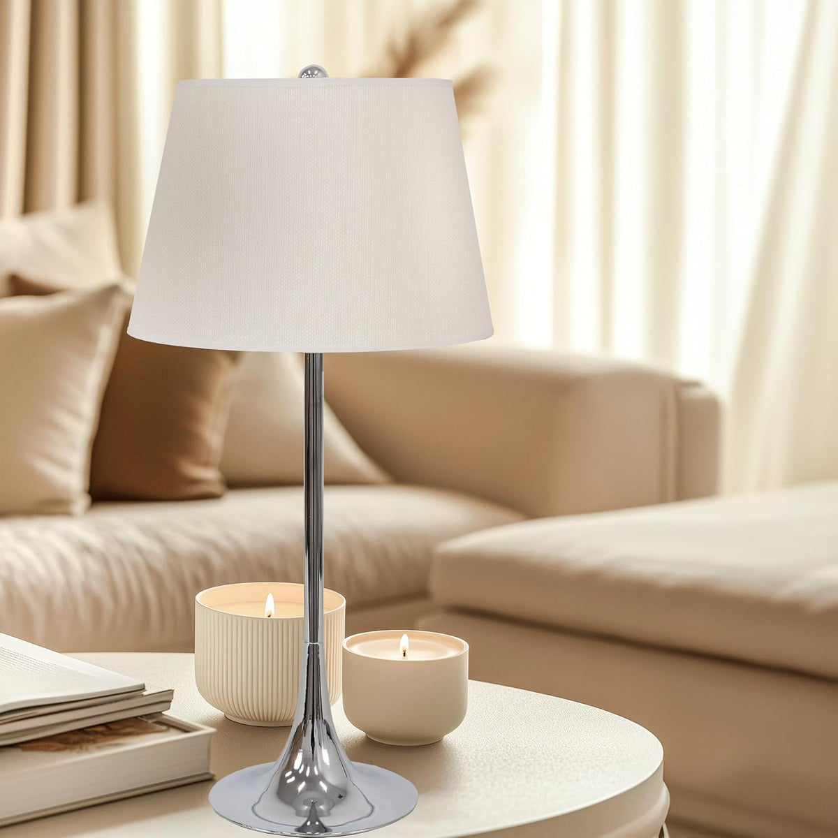 Sunnydaze Modern Splendor 3-Piece Floor and Table Lamp Set - Matching Indoor Metal Lamp Set of 3 - Plug-in Electric - Bulb Included