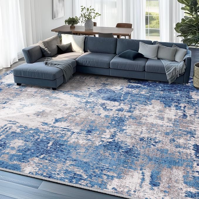 RELEANY Washable Area Rugs 9'x12' Non-Slip Modern Abstract Soft