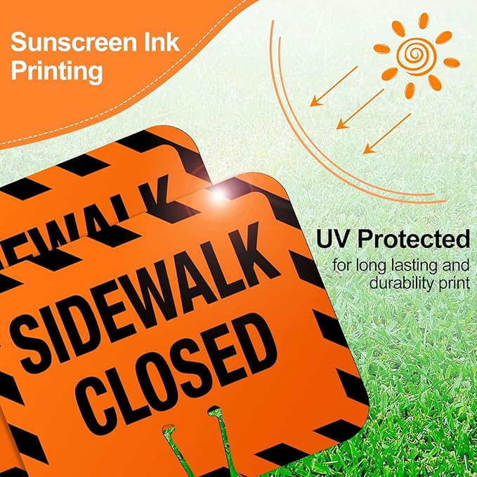 9 Pcs Plastic Sidewalk Closed Sign Bulk for Traffic Cones Top Road Warning Signs 10.4" Height x 12.6" Width x 0.05" Thickness for Outdoor Barricade Construction Caution