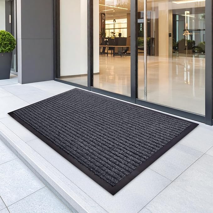 4 Pack Grey Commercial Door Mat 3'x6' Heavy Duty Industrial Floor Mat