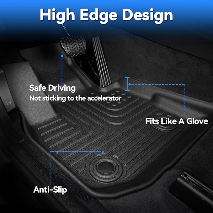 Hutisya-Floor Mats & Cargo Liner Set Fit for Nissan Sentra & Nissan Sentra S/SV/SR 2020-2025 All Weather Protection Anti-Slip & Durable TPE Full Set Liners Automotive Accessories-Black