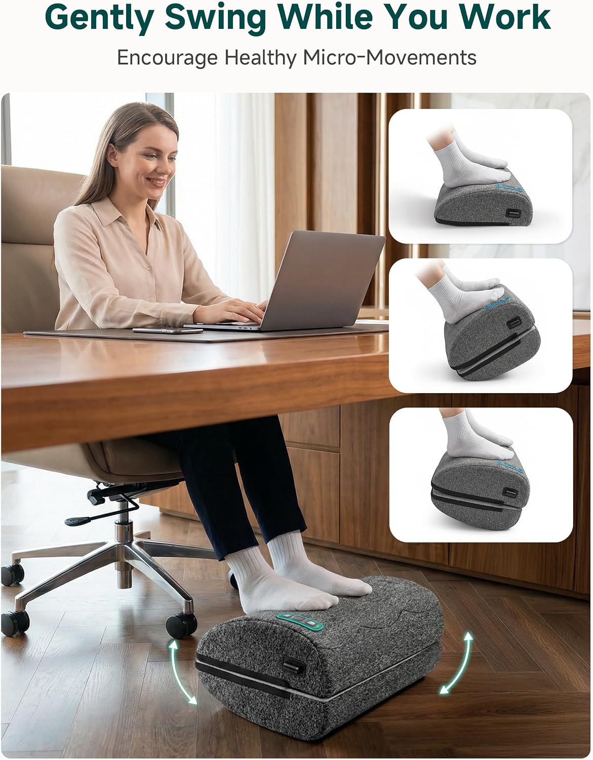 Snailax Ergonomic Foot Rest Under Desk with Heat, Vibration & Swing
