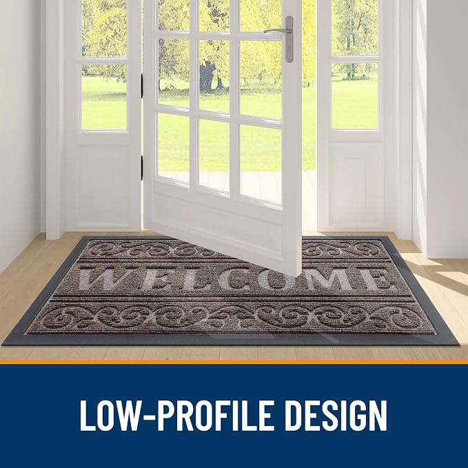 OLANLY Welcome Door Mat Indoor Outdoor Entrance, Heavy Duty Sturdy Front Door
