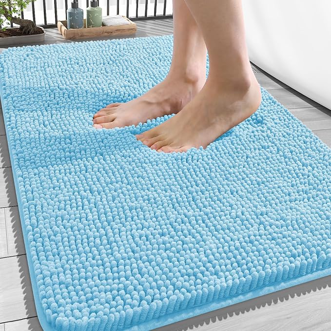 OLANLY Bathroom Rugs 34x21, Extra Soft Absorbent Chenille Bath Rugs, Rubber