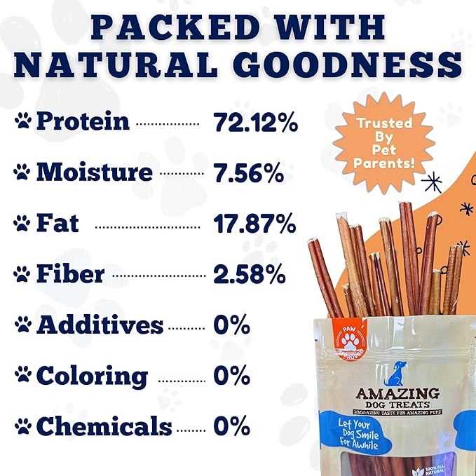 Amazing Dog Treats - Bully Sticks for Small Dogs (6 Inch Junior - 12 Count) - Premium Thin Bully Sticks for Dogs - Best Bully Stick Dog Chews - Bully Bones for Puppies and Small Breeds
