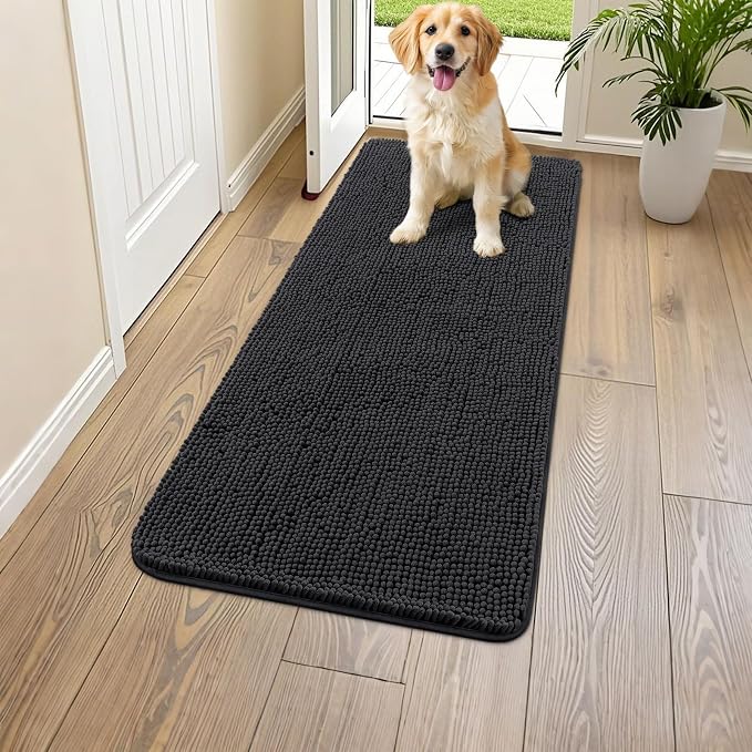 Smiry Dog Door Mat for Muddy Paws 47x20, Absorbent Dirt Trapper, Non-Slip