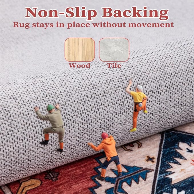 SERISSA Boho Rugs for Entryway, 2x3 Rust Entryway Rug Non-Slip Washable Small