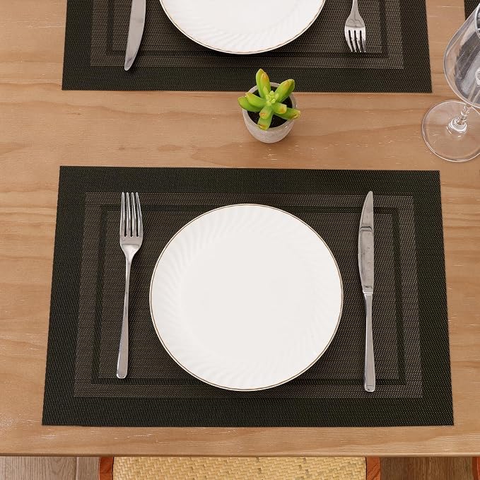 SHACOS Woven Vinyl Placemats Set of 4 Wipe Clean Place Mats