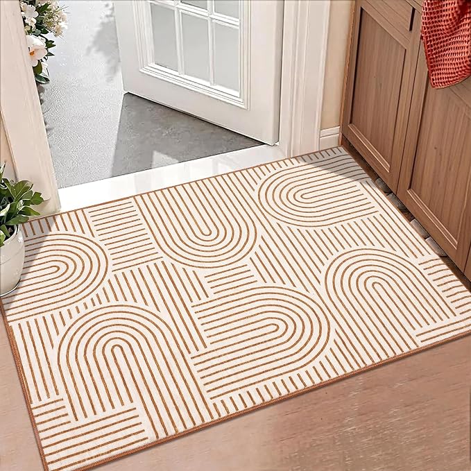 Washable Rug 2x3 Area Rugs for Entryway, Abstract Rug for Bedroom, Soft Rainbow