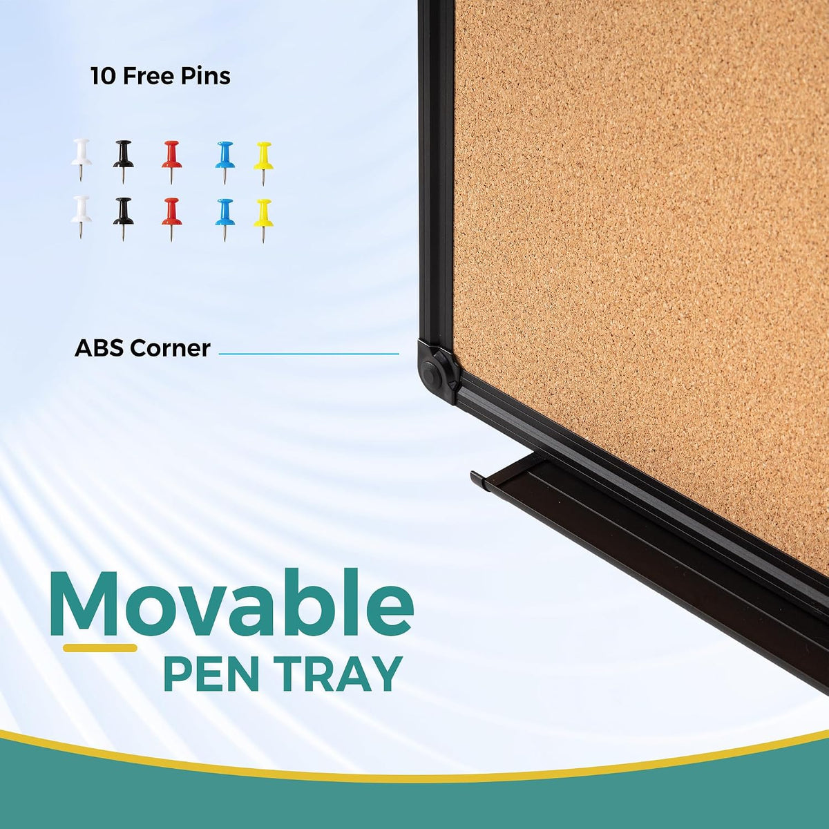 Magnetic White Board & Cork Board Combo, 24" x 18", Black