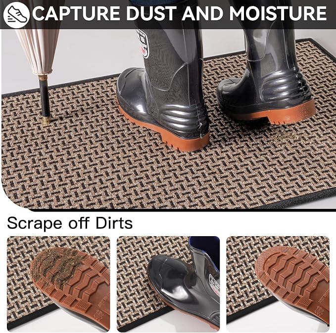 Indoor Door Mat Dirt 36x60 Resistant and Absorbent, Non-Slip Rubber Backing