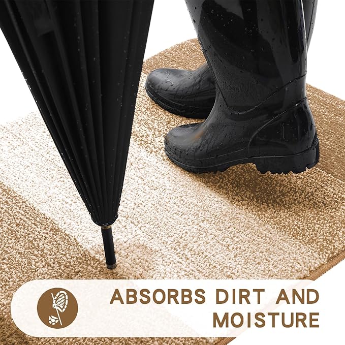 Kitinjoy Indoor Outdoor Door Mat, 34x21 Non-Slip Absorbent Dirt Trapper