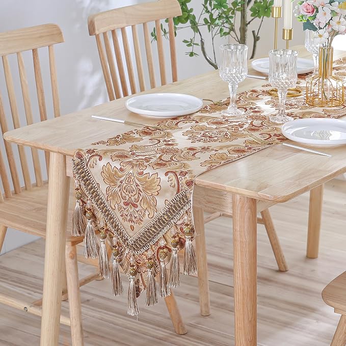 Luxury Vintage Table Runner Embroidery Jacquard Fabric