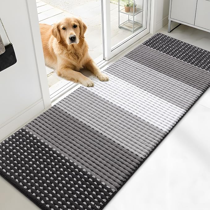 Kitinjoy Indoor Outdoor Door Mat, 71x24 Non-Slip Absorbent Dirt Trapper