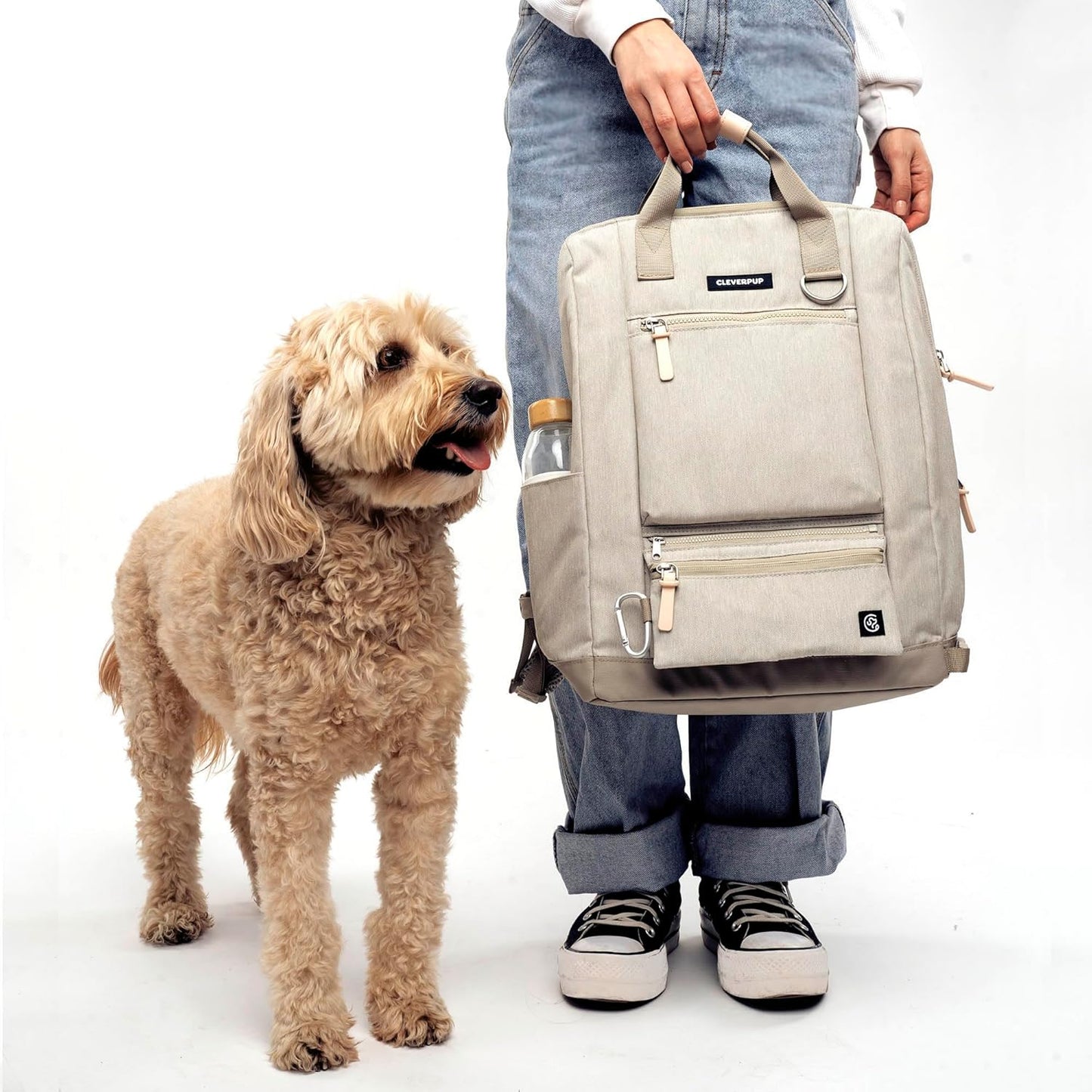 Porter 2-in-1 Dog Gear Backpack – Premium Dog Travel Bag with 10 Pockets, Zip-Off Treat Pouch, Leash Clip, Waterproof Pockets & Water Bottle Holder – Weekend, Hiking, Camping, Sand