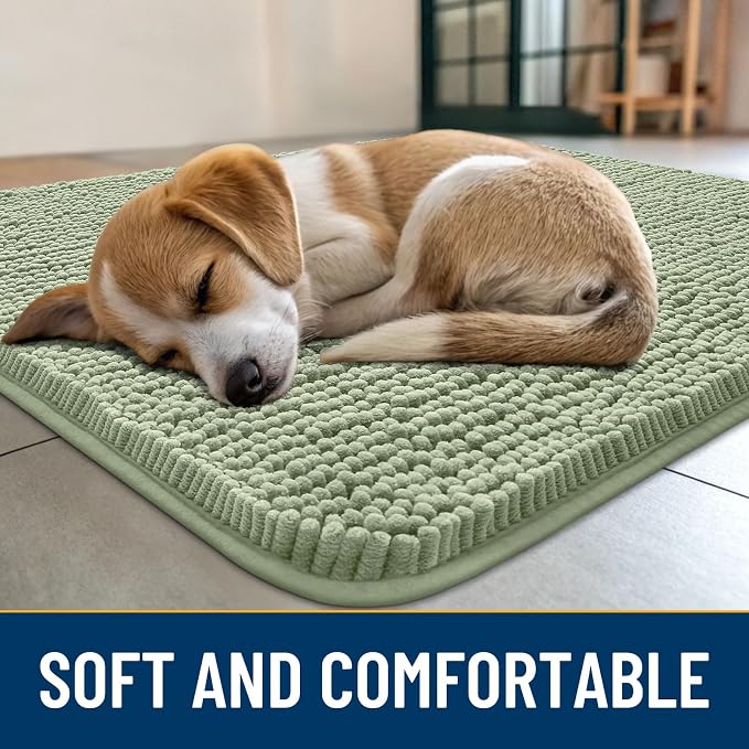Smiry Dog Door Mat for Muddy Paws 30x20, Absorbent Dirt Trapper, Non-Slip