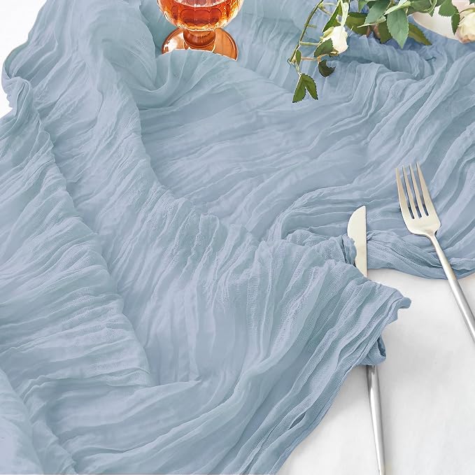 IVAPUPU Dusty Blue Table Runner 120 Inches